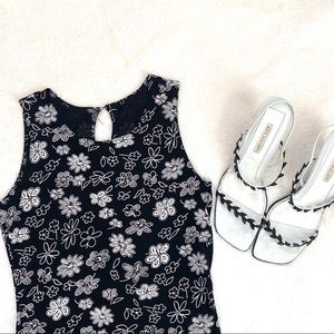 Vintage 90s Black and White Floral Maxi Dress